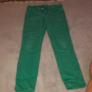Green skinny jeans